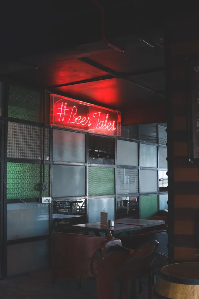 Interior on cafe with dark shade