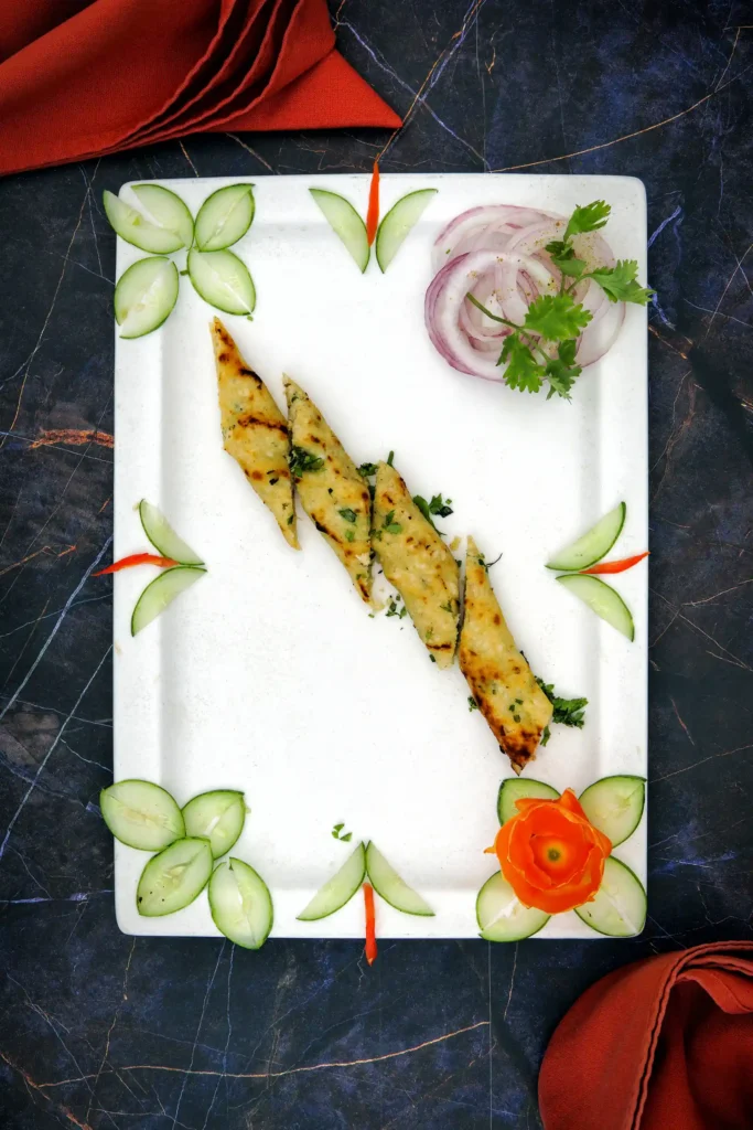 Veg Kabab with cucumber garnishing