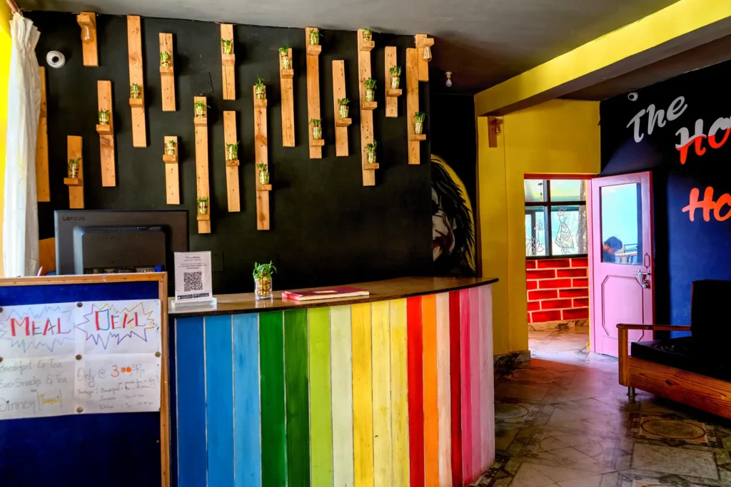 Colourful reception of the hotel