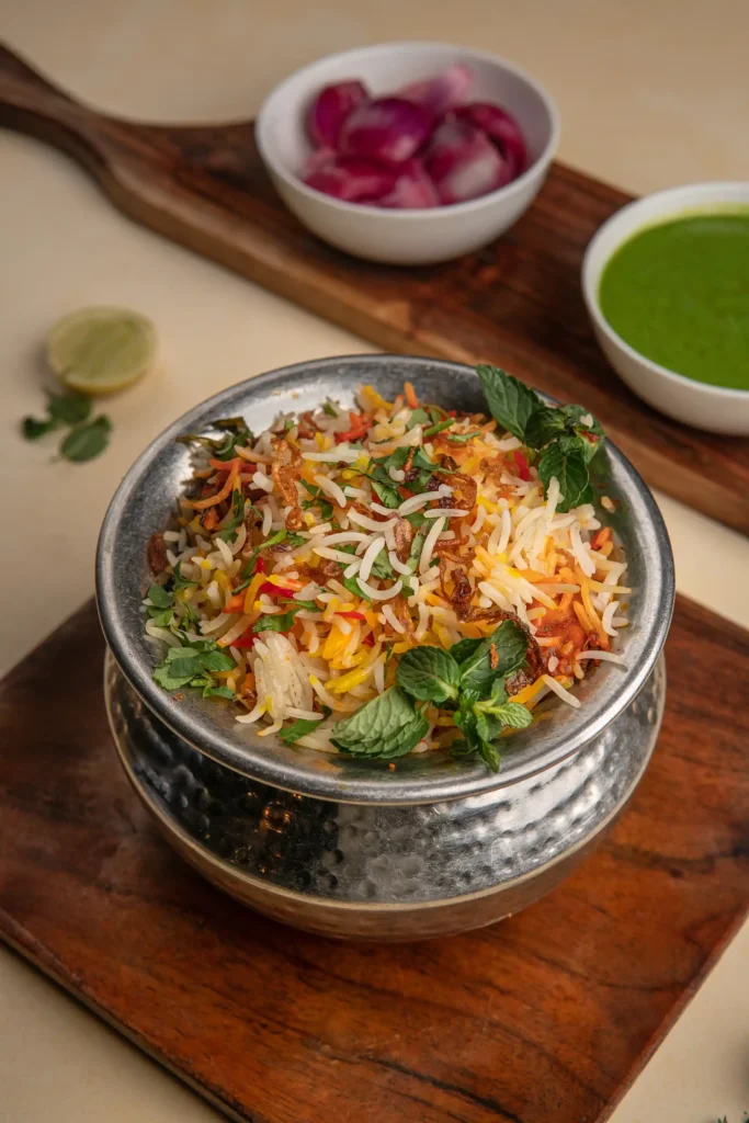 Biryani with chutney